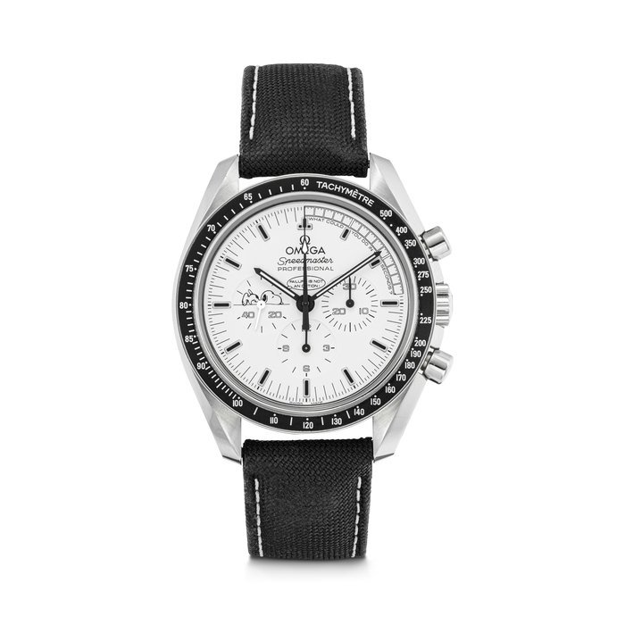 Omega OMEGA. A STAINLESS STEEL LIMITED EDITION CHRONOGRAPH WRISTWATCH MADE FOR THE 45TH ANNIVERSARY OF APOLLO XIII, SPEEDMASTER ANNIVERSARY SERIES, SILVER SNOOPY AWARD “EYES ON THE STARS”, LIMITED EDITION OF 1970 PIECES, REF. 311.32.42.30.04.003, CASE NO. 87'537'858 AND 1910⁄1970