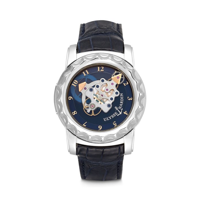 ULYSSE NARDIN. AN 18K WHITE GOLD CARROUSEL TOURBILLON WRISTWATCH FREAK MODEL, REF. 010-88, CASE NO. 193