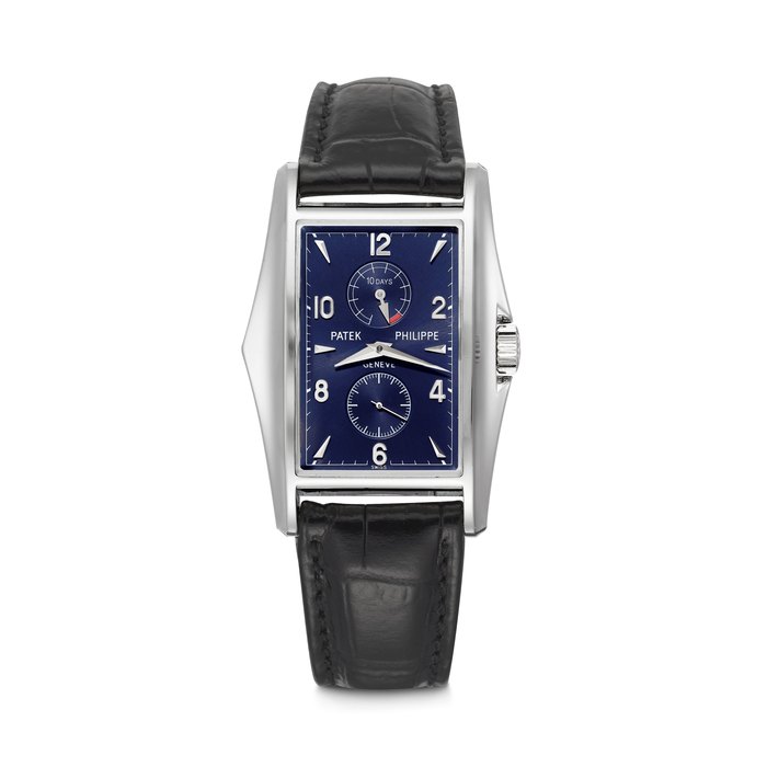 PATEK PHILIPPE. A VERY RARE 18K WHITE GOLD LIMITED EDITION RECTANGULAR WRISTWATCH WITH TEN DAY POWER RESERVE, MADE TO COMMEMORATE THE MILLENNIUM REF. 5100G-001, MOVEMENT NO. 3’202’140, CASE NO. 4’091’452, CIRCA 2001