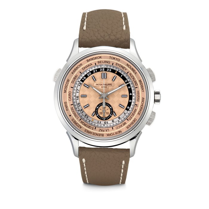 PATEK PHILIPPE. A STAINLESS STEEL AUTOMATIC FLYBACK CHRONOGRAPH WORLD TIME WRISTWATCH REF. 5935A-001, MOVEMENT. NO. 7’528’825, CASE NO. 6’568’090, CIRCA 2023