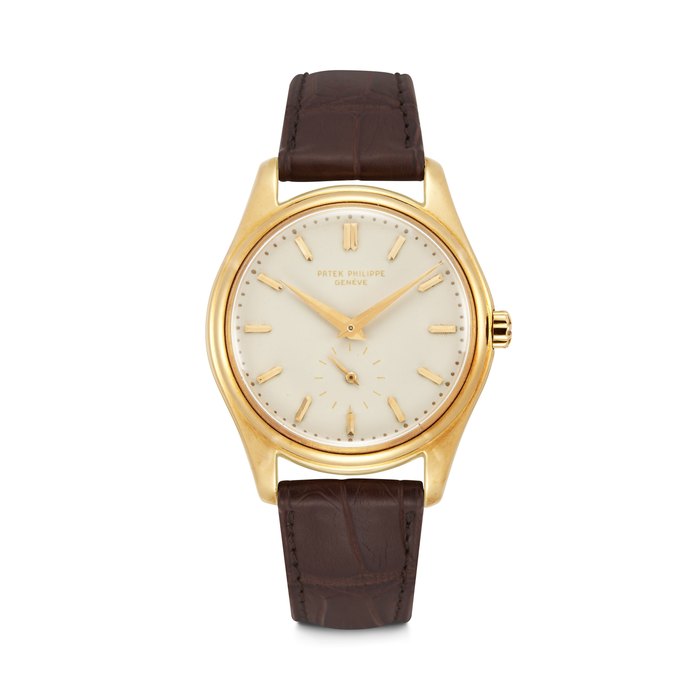 PATEK PHILIPPE. AN 18K GOLD AUTOMATIC WRISTWATCH WITH CREAM-COLOURED ENAMEL DIAL REF. 2526J, “FIRST SERIES”, MOVEMENT NO. 760’141, CASE NO. 678’259, MANUFACTURED IN 1953