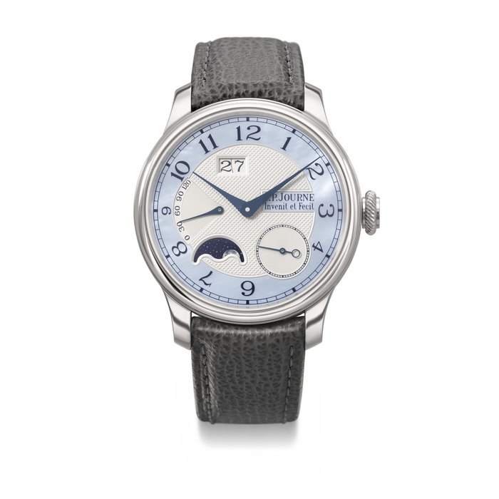 F.P. JOURNE. A MAGNIFICENT AND EXCLUSIVE PLATINUM AUTOMATIC WRISTWATCH WITH MOON PHASES, DATE, POWER RESERVE AND MOTHER-OF-PEARL DIAL SIGNED F.P. JOURNE, OCTA AUTOMATIQUE LUNE NACRE 'BOUTIQUE COLLECTION' MODEL, NO. 371-AL2, CIRCA 2023