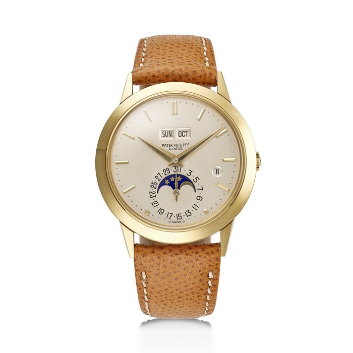 PATEK PHILIPPE, YELLOW GOLD PERPETUAL CALENDAR WRISTWATCH, WITH MOON PHASES, REF. 3450 MOVEMENT NO: 1'119'793