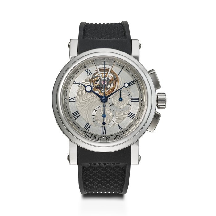 BREGUET, RARE PLATINUM TOURBILLON CHRONOGRAPH 'HORLOGER DE LA MARINE', REF. 5837 CASE NO: 5019