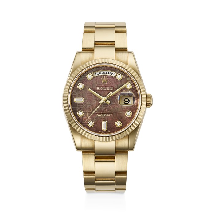 ROLEX, YELLOW GOLD AND DIAMOND-SET 'DAY-DATE', WITH JUBILEE MOTHER-OF-PEARL DIAL, REF. 118238 SERIAL NO: Z609517