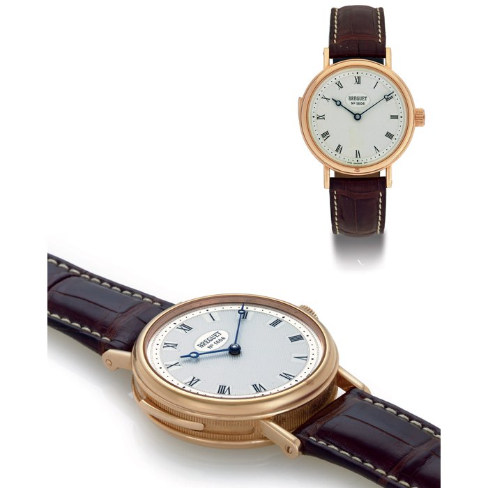 BREGUET. A FINE AND RARE 18K PINK GOLD MINUTE REPEATING WRISTWATCH SIGNED BREGUET, NO. 1606, MOVEMENT NO. 6006, REF. 3877, CIRCA 2000
