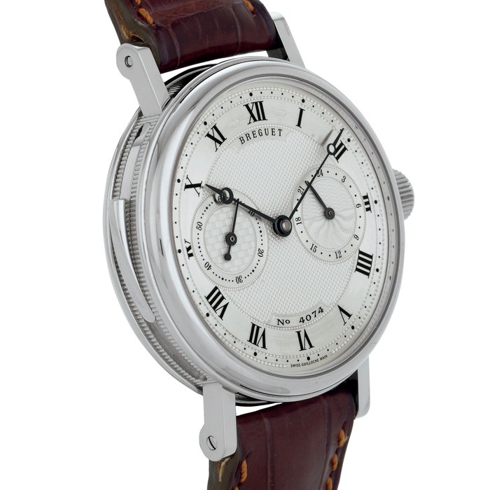 BREGUET. A FINE 18K WHITE GOLD MINUTE REPEATING WRISTWATCH WITH 24 HOURS INDICATION SIGNED BREGUET, NO. 4074, MOVEMENT NO. 6030, REF. 3637, CIRCA 2003
