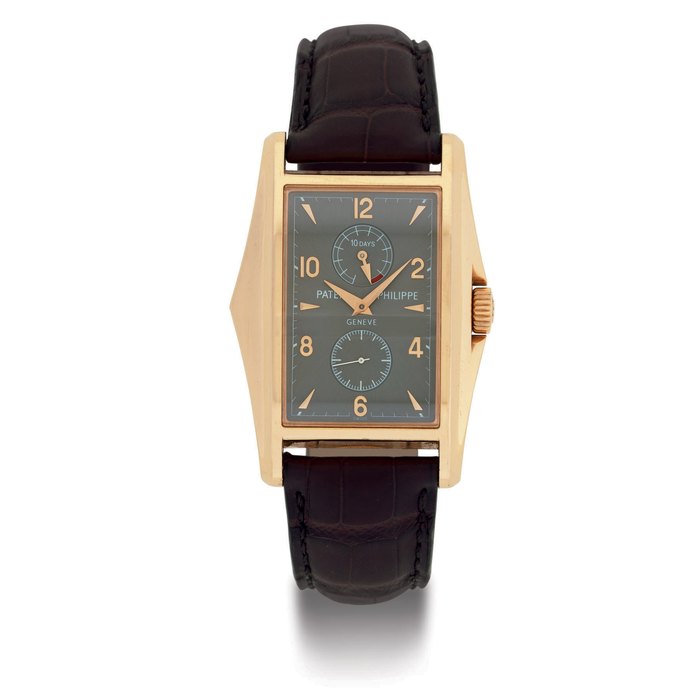 PATEK PHILIPPE. A LIMITED EDITION 18K PINK GOLD 10-DAY WRISTWATCH WITH POWER RESERVE SIGNED PATEK PHILIPPE, GENEVE, 10 DAY, MOVEMENT NO. 3203575, CASE NO. 4111256, REF. 5100, MANUFACTURED IN 2001