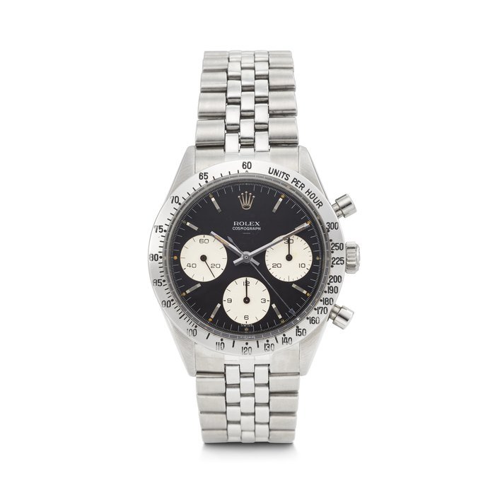 Rolex ROLEX. A HIGHLY IMPORTANT, RARE AND EARLY STAINLESS STEEL CHRONOGRAPH WRISTWATCH WITH BRACELET AND 'DOUBLE SWISS UNDERLINE' DIAL 'LE MANS' PRE-DAYTONA MODEL, REF. 6239, CASE NO. 923'156, CIRCA 1963 · 6239