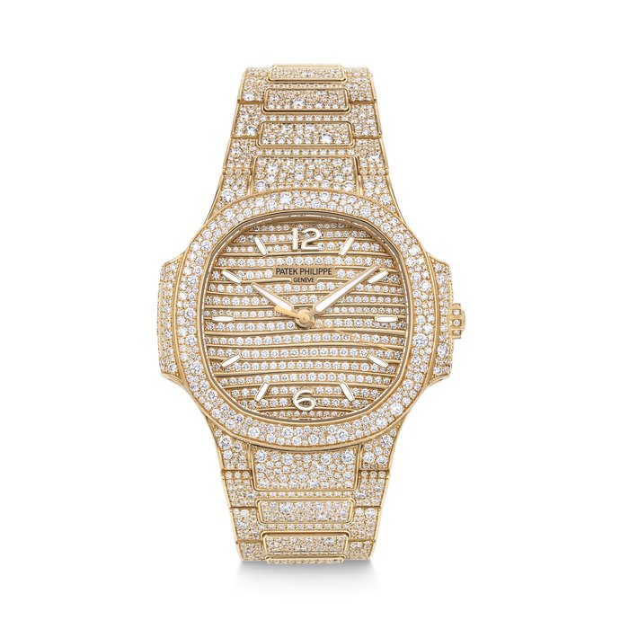 PATEK PHILIPPE. AN OPULENT, IMPRESSIVE, AND WELL-PRESERVED 18K PINK GOLD AND DIAMOND-SET AUTOMATIC WRISTWATCH WITH DIAMOND-SET BRACELET DIAMOND NAUTILUS MODEL, REF. 7118/1450R-001, MOVEMENT NO. 7’484’478, CASE NO. 6’549’632, CIRCA 2022