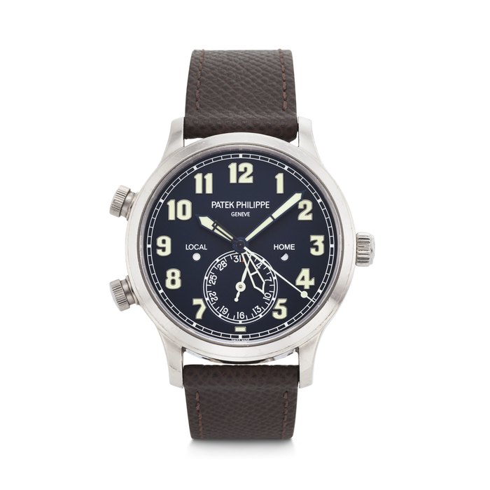 PATEK PHILIPPE. A LARGE AND ATTRACTIVE 18K WHITE GOLD AUTOMATIC DUAL TIME WRISTWATCH WITH SWEEP CENTER SECONDS, DATE, AND DAY/NIGHT INDICATION CALATRAVA PILOT TRAVEL TIME MODEL, REF. 5524G-001, MOVEMENT NO. 5’923’640, CASE NO. 6’109’443, CIRCA 2016