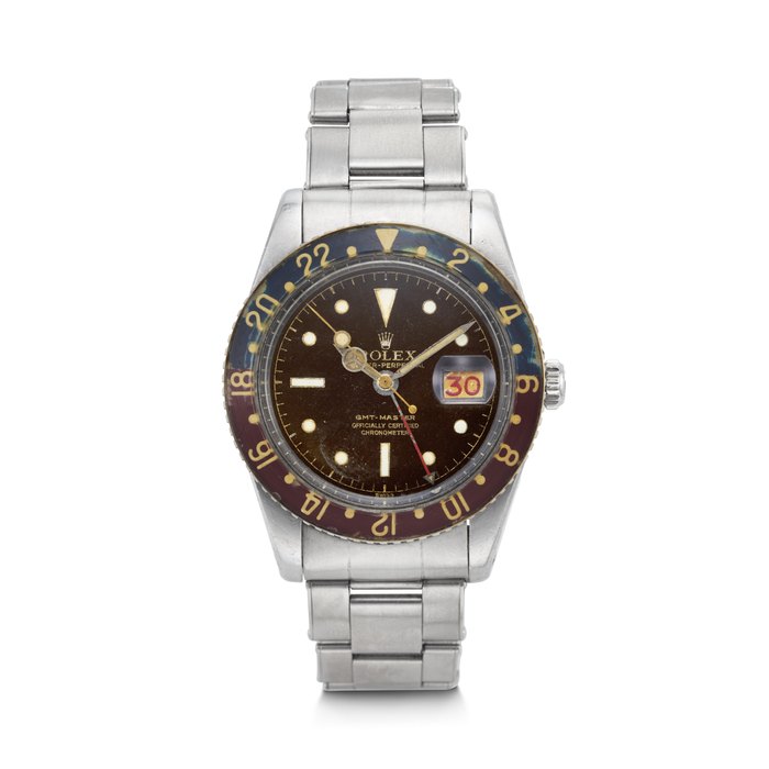 ROLEX, EARLY AND COVETED STAINLESS STEEL DUAL TIME ‘GMT-MASTER’ WITH BAKELITE BEZEL, REF. 6542