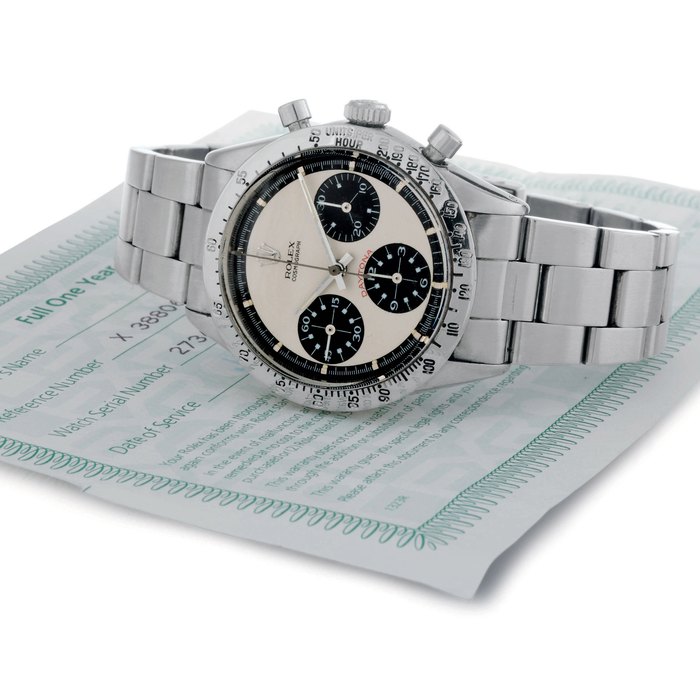 Rolex ROLEX. A RARE STAINLESS STEEL CHRONOGRAPH WRISTWATCH WITH BRACELET SIGNED ROLEX, COSMOGRAPH DAYTONA, PAUL NEWMAN MODEL, CASE NO. 2734256, REF. 6262, CIRCA 1969, Price & Market Data