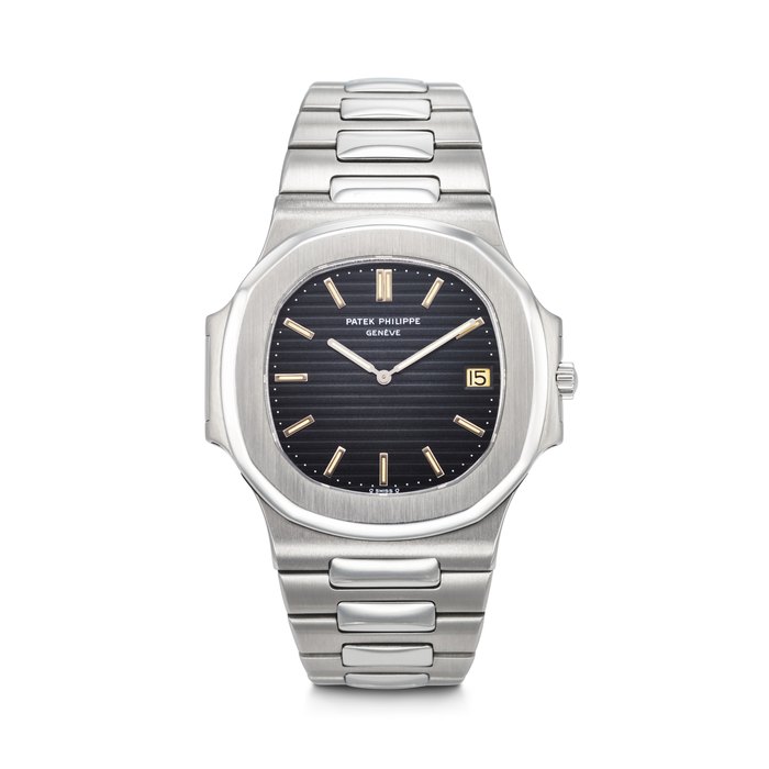 PATEK PHILIPPE. AN ICONIC AND EARLY STAINLESS STEEL AUTOMATIC WRISTWATCH WITH DATE AND BRACELET SIGNED PATEK PHILIPPE, NAUTILUS MODEL, REF. 3700⁄1, MOVEMENT NO. 1'305'300, CASE NO. 533'973, MANUFACTURED IN 1976