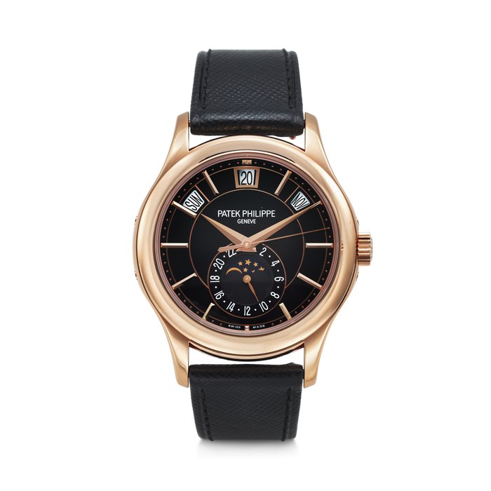 PATEK PHILIPPE, PINK GOLD ANNUAL CALENDER WRISTWATCH WITH MOON PHASES AND 24-HOUR INDICATION, REF. 5205R-010