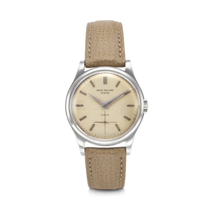 PATEK PHILIPPE, RETAILED BY GÜBELIN. AN EXTREMELY RARE AND THE ONLY KNOWN STAINLESS STEEL 'AMAGNETIC' WRISTWATCH WITH LUMIOUS DIAL CALATRAVA MODEL, REF. 2509, MOVEMENT NO. 733’864, CASE NO. 2’605’664, MANUFACTURED IN 1966