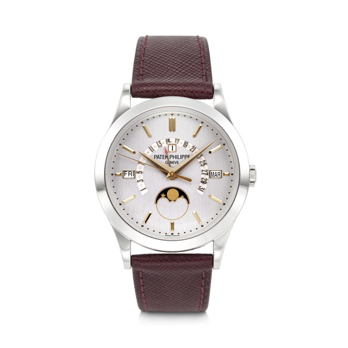 PATEK PHILIPPE. A VERY ATTRACTIVE AND DESIRABLE PLATINUM AUTOMATIC PERPETUAL CALENDAR WRISTWATCH WITH RETROGRADE DATE AND LEAP YEAR INDICATION PERPETUAL CALENDAR MODEL, REF. 5496P-015, MOVEMENT NO. 5'991'753, CASE NO. 6'092'434, CIRCA 2017