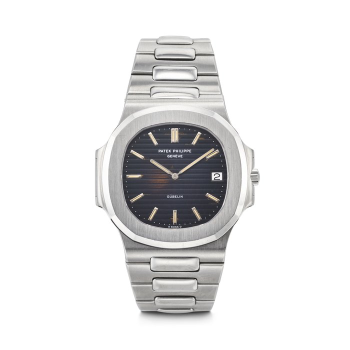PATEK PHILIPPE, RETAILED BY GÜBELIN. A VERY EARLY AND RARE STAINLESS STEEL AUTOMATIC WRISTWATCH WITH DATE AND BRACELET NAUTILUS MODEL, REF. 3700⁄1, MOVEMENT NO. 1’305’910, CASE NO. 536’845, MANUFACTURED IN 1977