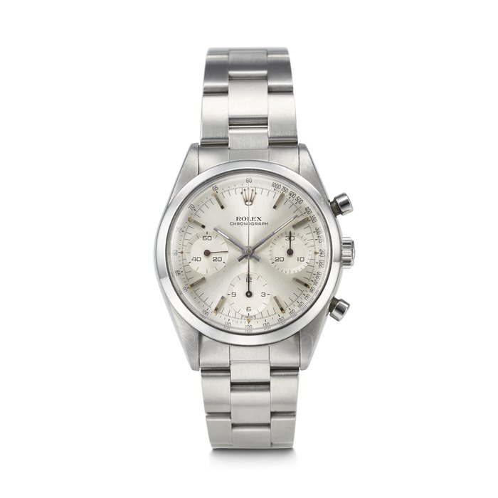 ROLEX. A RARE AND ATTRACTIVE STAINLESS STEEL CHRONOGRAPH WRISTWATCH WITH SILVERED DIAL 'PRE-DAYTONA' MODEL, REF. 6238, CASE NO. 1'106'274, CIRCA 1965