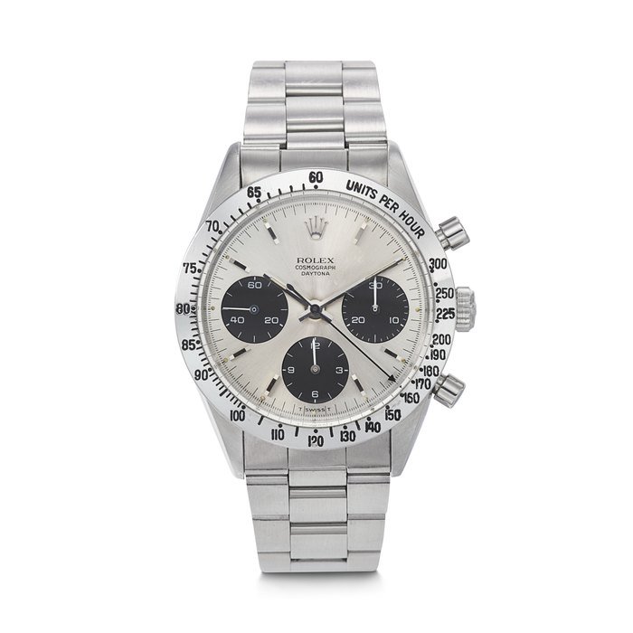 Rolex ROLEX. AN ATTRACTIVE AND RARE STAINLESS STEEL CHRONOGRAPH WRISTWATCH WITH BRACELET AND 'SMALL DAYTONA' DIAL DAYTONA MODEL, REF. 6239, CASE NO. 1’520’076, CIRCA 1966 · 6239