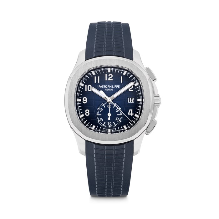 PATEK PHILIPPE. AN 18K WHITE GOLD AUTOMATIC FLYBACK CHRONOGRAPH WRISTWATCH WITH DATE AQUANAUT MODEL, REF. 5968G-001, MOVEMENT NO. 7’395’421, CASE NO. 6’429’841, CIRCA 2021