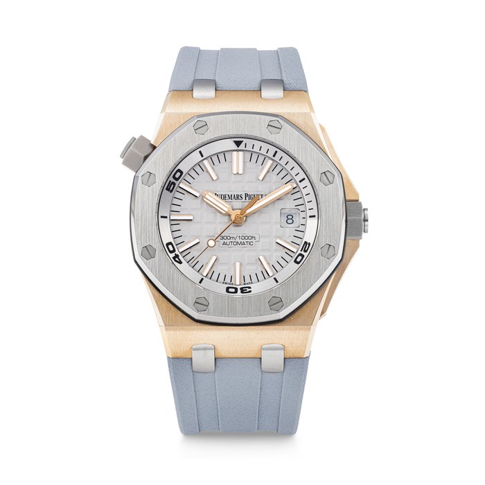AUDEMARS PIGUET. AN ATTRACTIVE 18K PINK GOLD, CERAMIC AND TITANIUM LIMITED EDITION AUTOMATIC WRISTWATCH WITH SWEEP CENTRE SECONDS AND DATE ROYAL OAK OFFSHORE DIVER MODEL, REF. 15711OI, CASE. K40902