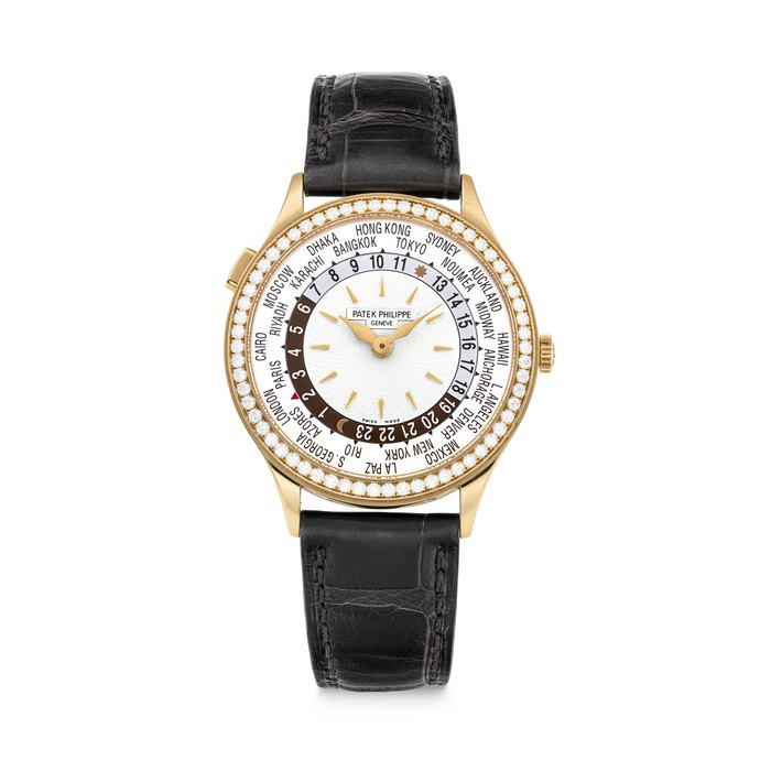 PATEK PHILIPPE. A LADY'S 18K PINK GOLD AND DIAMOND-SET AUTOMATIC WORLDTIME WRISTWATCH REF. 7130R, MOVEMENT NO. 5'738'903, CASE NO. 4'647'862, MANUFACTURED IN 2013