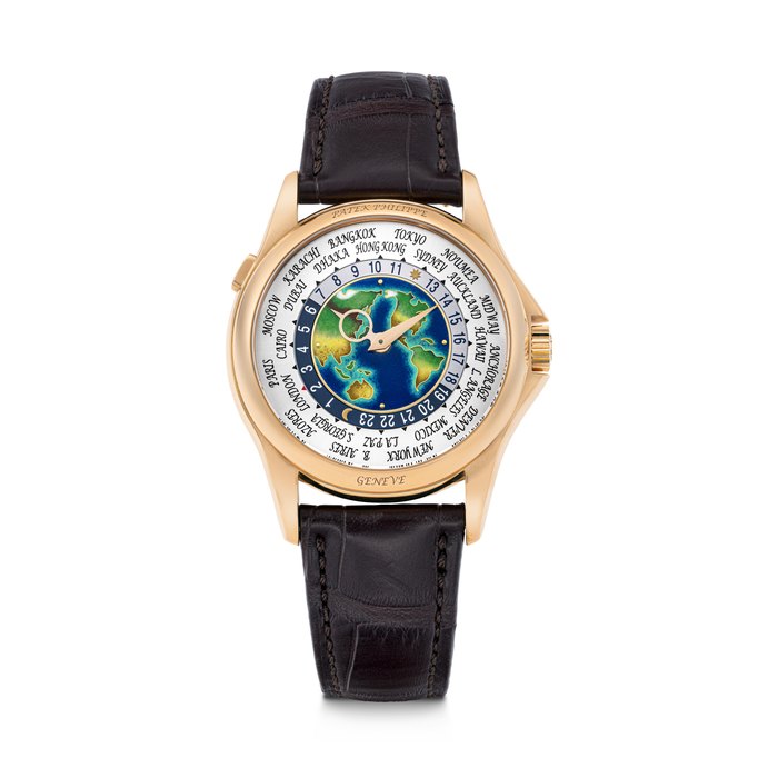PATEK PHILIPPE. AN 18K PINK GOLD AUTOMATIC WORLD TIME WRISTWATCH WITH CLOISONNÉ ENAMEL DIAL REF. 5131R-011, MOVEMENT NO. 7'103'883, CASE NO. 6'217'479, CIRCA 2019