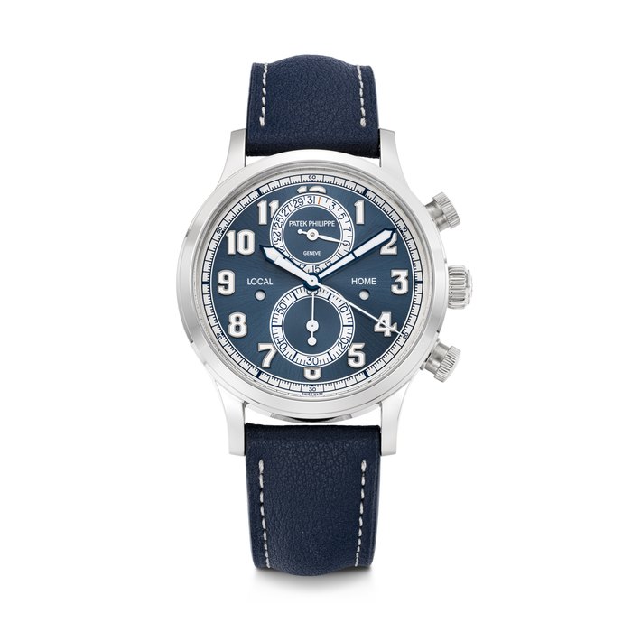 PATEK PHILIPPE. AN 18K WHITE GOLD FLYBACK CHRONOGRAPH DUAL TIME WRISTWATCH WITH DATE AND DUAL DAY/NIGHT INDICATION CALATRAVA MODEL, REF. 5924G-001, MOVEMENT NO. 7'622'584, CASE NO. 6'649'406, CIRCA 2024