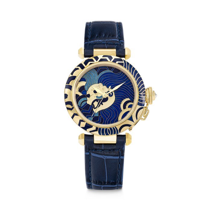 Cartier CARTIER. A MARVELOUS 18K GOLD LIMITED EDITION AUTOMATIC WRISTWATCH WITH CLOISONNÉ ENAMEL DIAL DEPICTING A CHIMERA MOTIF PASHA DE CARTIER MODEL, REF. 2535, CASE NO. 4⁄10