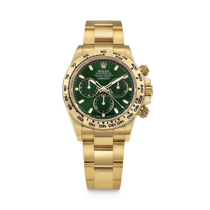 ROLEX. AN 18K GOLD AUTOMATIC CHRONOGRAPH WRISTWATCH WITH BRACELET DAYTONA MODEL, REF. 116508, CASE NO. 1317L6P1, CIRCA 2023