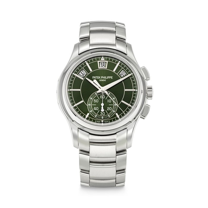 PATEK PHILIPPE. A STAINLESS STEEL AUTOMATIC ANNUAL CALENDAR FLYBACK CHRONOGRAPH WRISTWATCH WITH DAY/NIGHT INDICATION AND BRACELET REF. 5905/1A-001, MOVEMENT NO. 7'623'064, CASE NO. 6'645'550, CIRCA 2024