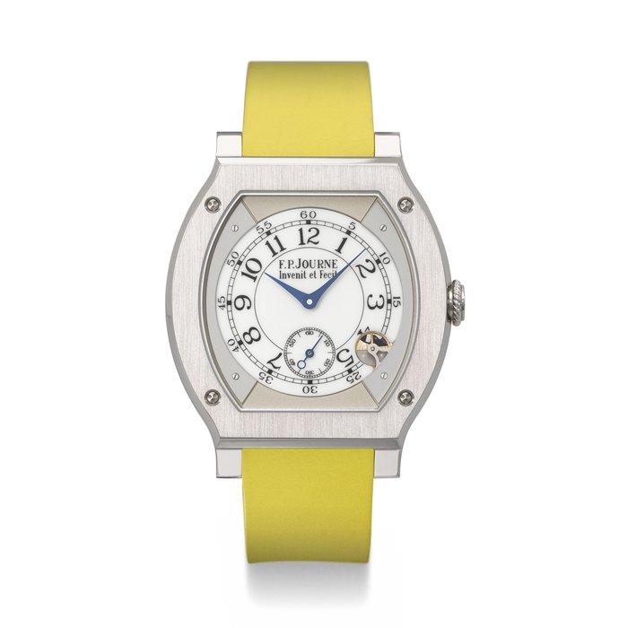 F.P. JOURNE. A COVETED AND INNOVATIVE TITANIUM QUARTZ TONNEAU SHAPED WRISTWATCH ELEGANTE 48 MM MODEL, NO. A-359-ELHT, CIRCA 2019