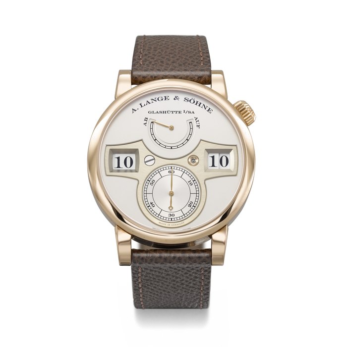 A. LANGE & SÖHNE. AN ELEGANT 18K PINK GOLD WRISTWATCH WITH DIGITAL TIME DISPLAY AND POWER RESERVE INDICATION ZEITWERK MODEL, REF. 140.032, CASE NO. 221'366, CIRCA 2016