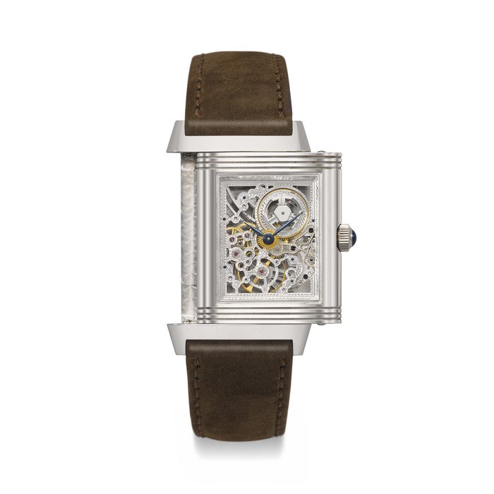 Jaeger-Lecoultre JAEGER-LECOULTRE. A VERY RARE AND HIGHLY ATTRACTIVE PLATINUM LIMITED EDITION REVERSIBLE SKELETONIZED WRISTWATCH REVERSO PLATINUM NUMBER ONE MODEL, REF. 270.6.49, NO. 98⁄500, CIRCA 2001