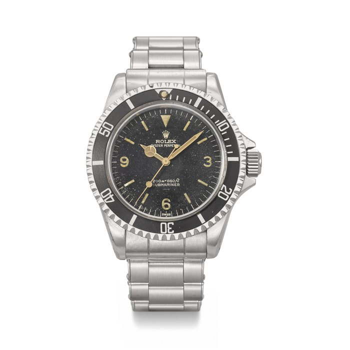 ROLEX. AN EXTREMELY RARE AND ATTRACTIVE STAINLESS STEEL AUTOMATIC WRISTWATCH WITH SWEEP CENTRE SECONDS, UNDERLINE 'EXPLORER' DIAL AND BRACELET SUBMARINER 'EXPLORER' MODEL, REF. 5513, CASE NO. 1'000'111, CIRCA 1963