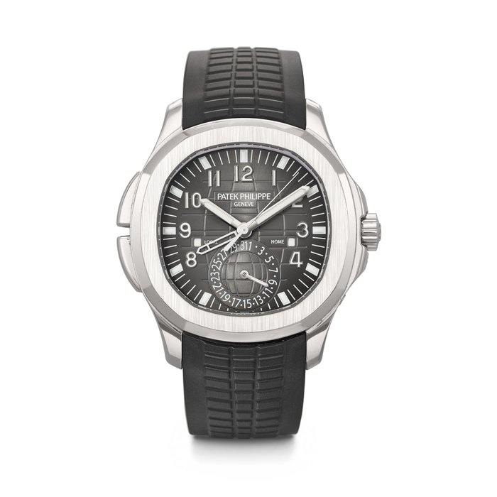 PATEK PHILIPPE. A COVETED STAINLESS STEEL AUTOMATIC DUAL TIME WRISTWATCH WITH SWEEP CENTRE SECONDS, DATE AND DAY/NIGHT INDICATOR AQUANAUT TRAVEL TIME MODEL, REF. 5164A-001, MOVEMENT NO. 5'653'002, CASE NO. 4'763'590, CIRCA 2012