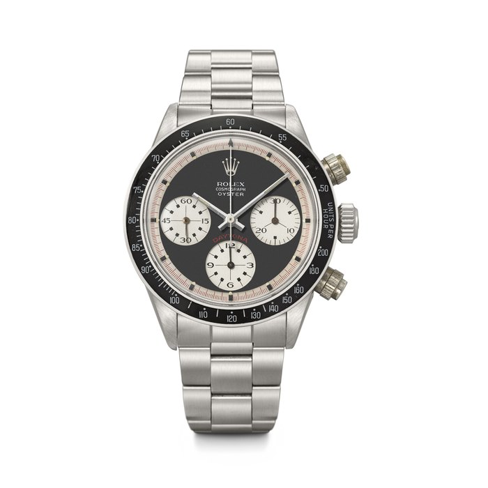 ROLEX. AN EXTREMELY RARE AND IMPORTANT STAINLESS STEEL CHRONOGRAPH WRISTWATCH WITH 'OYSTER SOTTO PAUL NEWMAN' DIAL DAYTONA 'PAUL NEWMAN OYSTER SOTTO' MODEL, REF. 6263, CASE NO. 2'200'318, CIRCA 1969