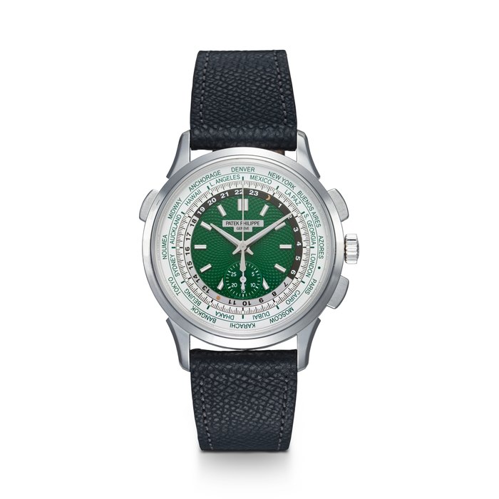 PATEK PHILIPPE REF.5930P-001, A RARE AND VIBRANT PLATINUM WORLD TIME FLYBACK CHRONOGRAPH WRISTWATCH CASE NUMBER: 6'472'728, MOVEMENT NO: 7'386'403