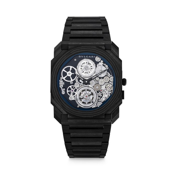 Bulgari BULGARI. A RARE AND ATTRACTIVE CARBON AUTOMATIC SEMI-SKELETONISED LIMITED EDITION TOURBILLON WRISTWATCH WITH BRACELET OCTO FINISSIMO TOURBILLON AUTOMATIC MODEL, REF. 103072, CASE NO. 39, CIRCA 2023, Price & Market Data