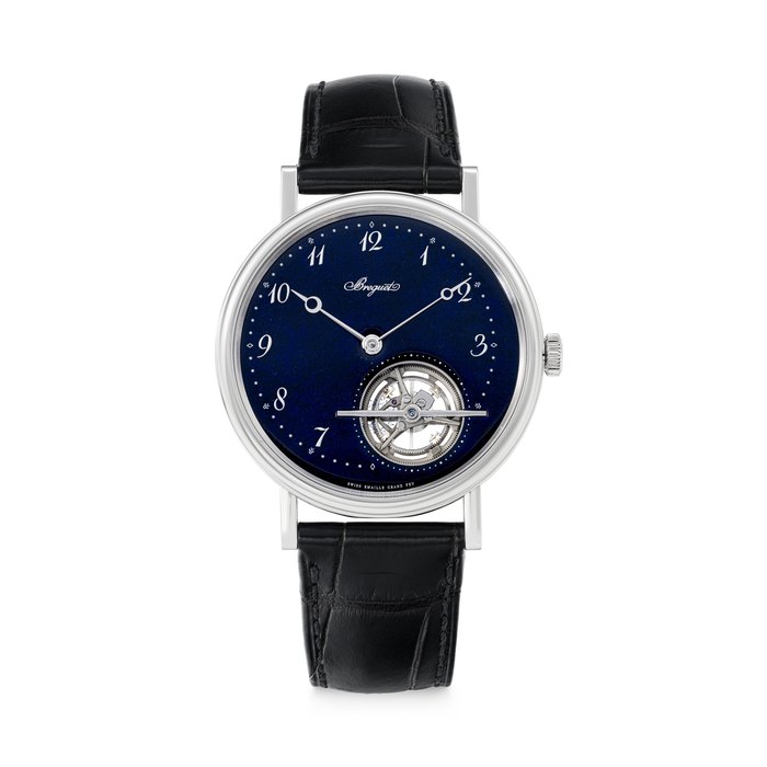 BREGUET. AN ATTRACTIVE PLATINUM TOURBILLON WRISTWATCH WITH ENAMEL DIAL CLASSIQUE TOURBILLON EXTRA-PLAT MODEL, REF. 5367, CASE NO. 2621CH