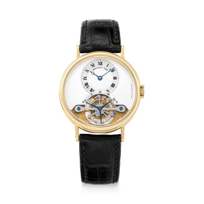 BREGUET. AN 18K GOLD SEMI-SKELETONISED TOURBILLON WRISWTATCH REF. BA3350, CASE NO. 340D