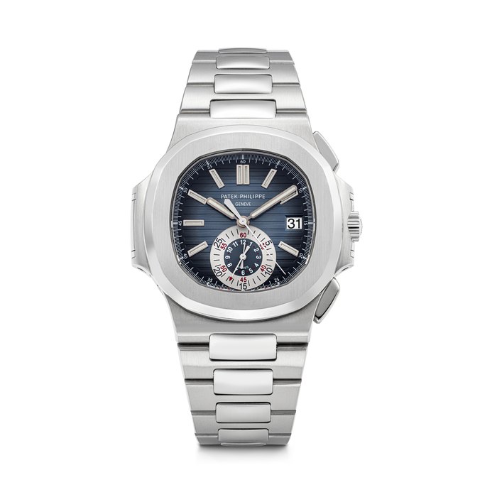 PATEK PHILIPPE. AN ATTRACTIVE STAINLESS STEEL AUTOMATIC FLYBACK CHRONOGRAPH WRISTWATCH WITH DATE AND BRACELET NAUTILUS MODEL, REF. 5980/1A-001, MOVEMENT NO. 3'667'113, CASE NO. 4'420'279, CIRCA 2010