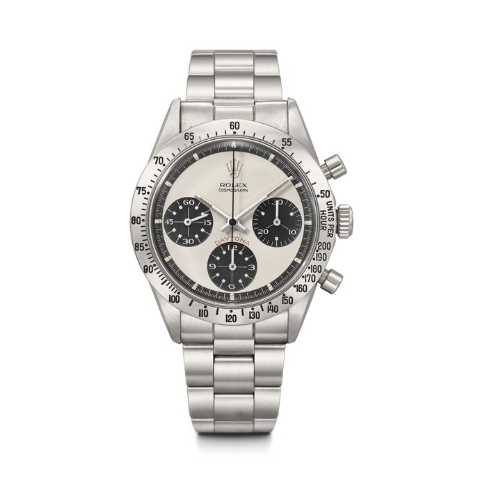 ROLEX. AN ATTRACTIVE AND HIGHLY COVETED STAINLESS STEEL CHRONOGRAPH WRISTWATCH WITH 'PAUL NEWMAN' DIAL AND BRACELET DAYTONA 'PAUL NEWMAN' MODEL, REF. 6262, CASE NO. 2'733'426, CIRCA 1971