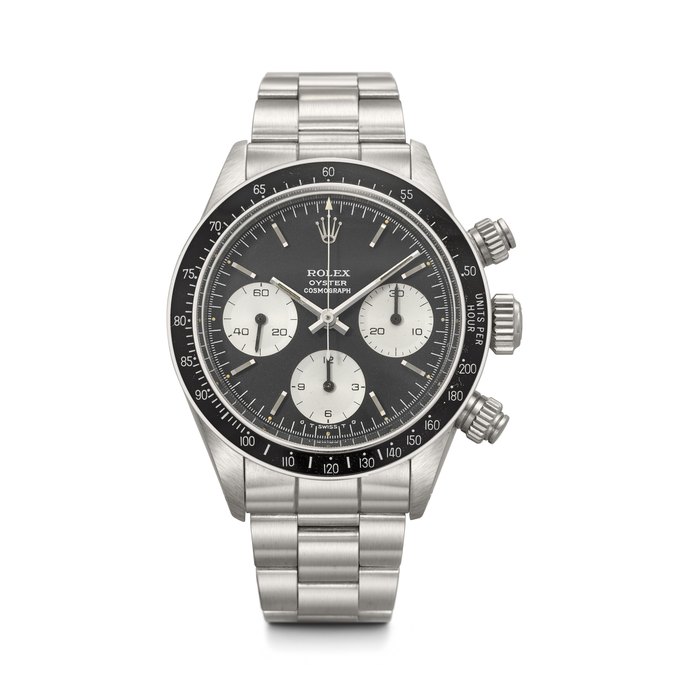 ROLEX. AN ICONIC STAINLESS STEEL CHRONOGRAPH WRISTWATCH WITH BRACELET DAYTONA MODEL, REF. 6263, CASE NO. 3'855'219, CIRCA 1974