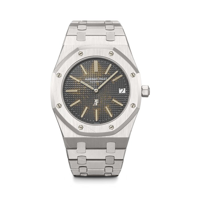 AUDEMARS PIGUET. AN ICONIC AND HIGHLY ATTRACTIVE STAINLESS STEEL AUTOMATIC WRISTWATCH WITH DATE, TROPICAL DIAL AND BRACELET ROYAL OAK 'C SERIES' MODEL, REF. 5402ST, NO. C 1605, CIRCA 1978