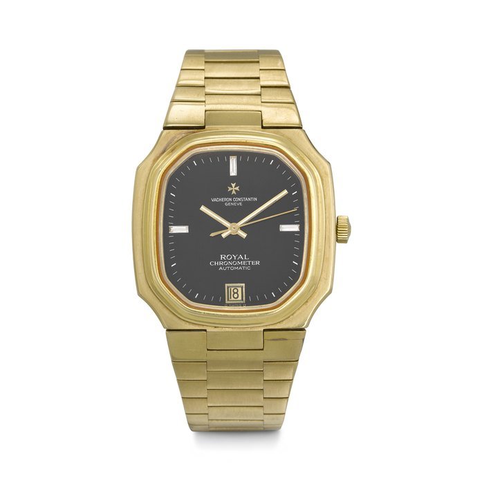 Vacheron Constantin VACHERON CONSTANTIN. A RARE AND UNUSUAL 18K GOLD AND DIAMOND-SET AUTOMATIC WRISWATCH WITH SWEEP CENTRE SECONDS, DATE AND BRACELET CHRONOMETRE ROYAL MODEL, REF. 2215, CASE NO. 514'312, NO. 325, MANUFACTURED IN 1976