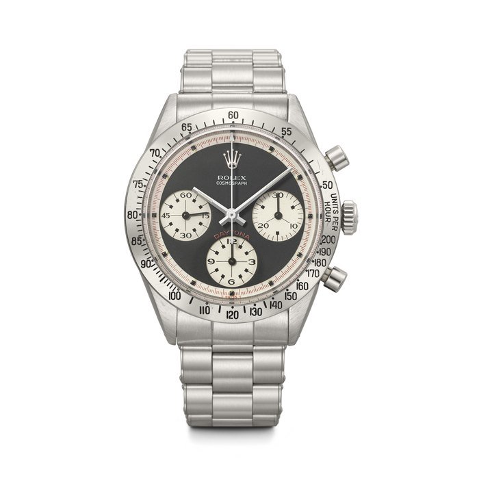 Rolex ROLEX. AN ICONIC AND ATTRACTIVE STAINLESS STEEL CHRONOGRAPH WRISTWATCH WITH 'PAUL NEWMAN' DIAL AND BRACELET DAYTONA 'PAUL NEWMAN' MODEL, REF. 6239, CASE NO. 1'597'812, CIRCA 1967 · 6239