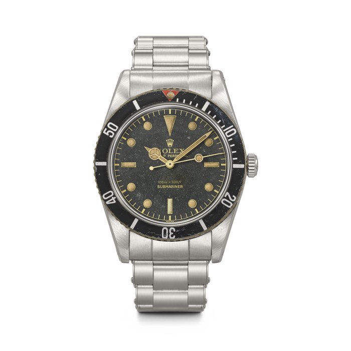 ROLEX. A RARE AND ATTRACTIVE STAINLESS STEEL AUTOMATIC WRISTWATCH WITH SWEEP CENTRE SECONDS AND BRACELET SUBMARINER MODEL, REF. 6536⁄1, CASE NO. 398’558, MANUFACTURED IN 1958