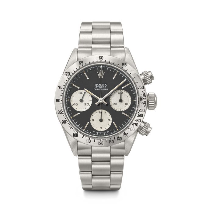Rolex ROLEX. A COVETED STAINLESS STEEL CHRONOGRAPH WRISTWATCH WITH BRACELET DAYTONA MODEL, REF. 6265, CASE NO. 3'976'466, CIRCA 1975 · 6265
